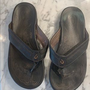 Men's Olukai Haipo Flip Flops - Leather - Size 11